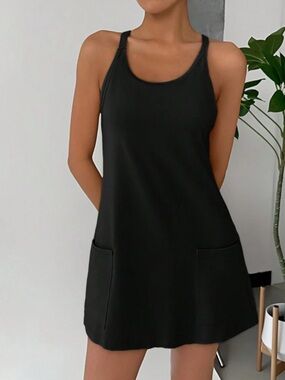 Black Racerback Pocket Mini Dress